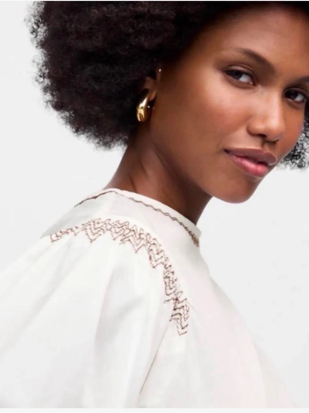 NWT Madewell White Embroidered Balloon Puff Sleeve Blouse
